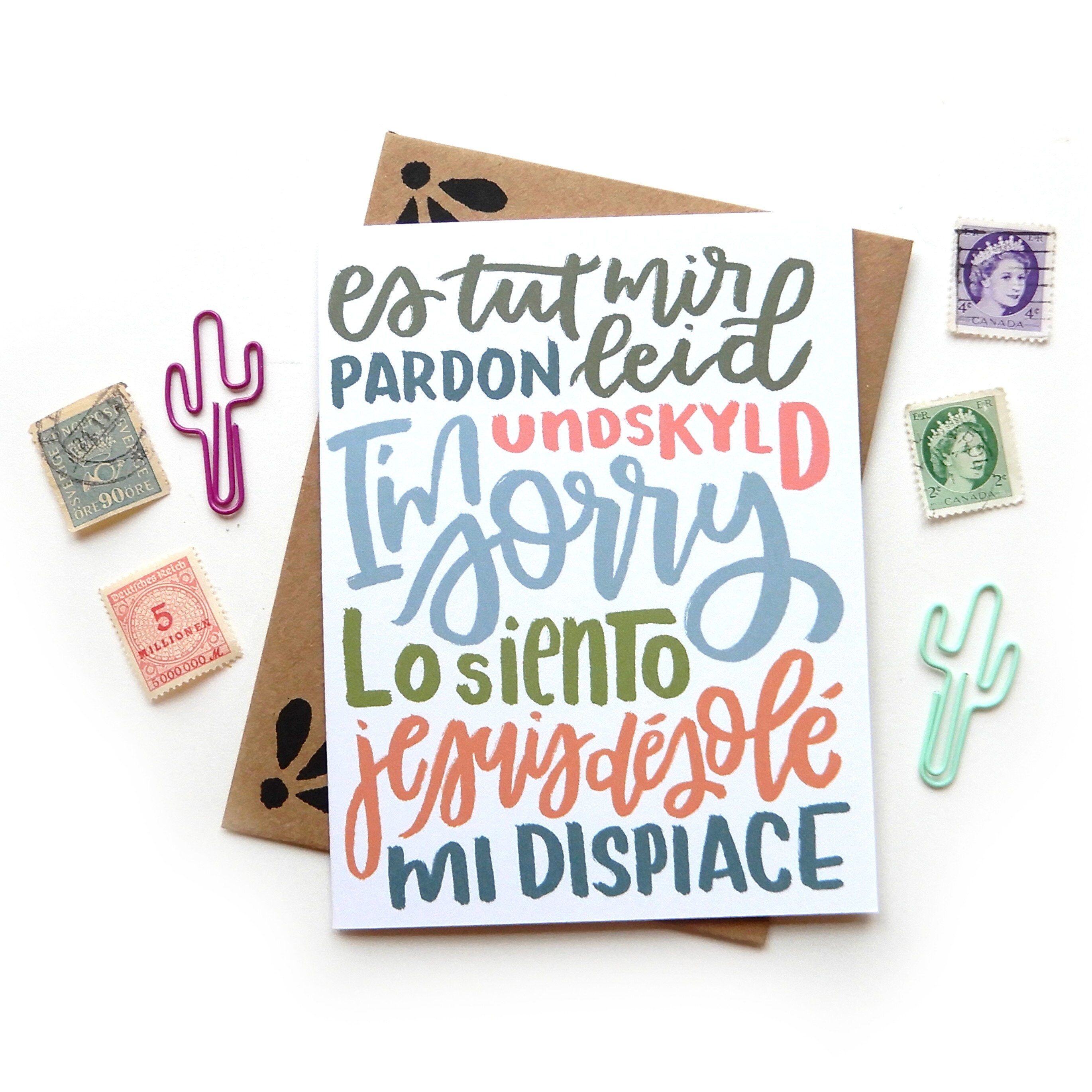 I M Sorry Multi Language Card Original Calligraphy Brush Etsy