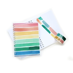 Rainbow Brushstrokes Blank Pocket Notebook | Watercolor Illustrated Unlined Journal 50 Sheets