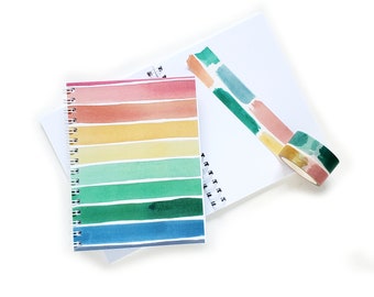 Rainbow Brushstrokes Blank Pocket Notebook | Watercolor Illustrated Unlined Journal 50 Sheets