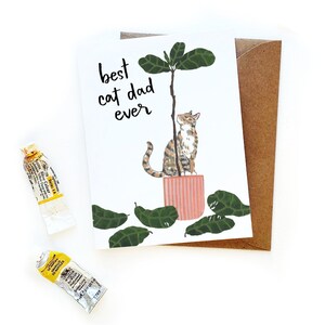 melhor pai do gato nunca cartão comemorativo | Cartão ilustrado em aquarela original Cartão de Dia dos Pais de animal de estimação