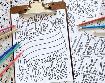 Trans Rights Coloring Pages | Protest Posters Trans Rights are Human Rights