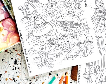 Ologies Podcast Coloring Pages Fundraiser | Downloadable Coloring Book Pages Bees Butterflies Moss Toads Coral Shells