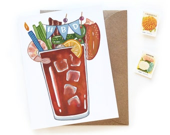 Bloody Mary Birthday Card | 21st Birthday Cocktail Card | Deluxe Bloody Mary Greeting Card | HBD Card