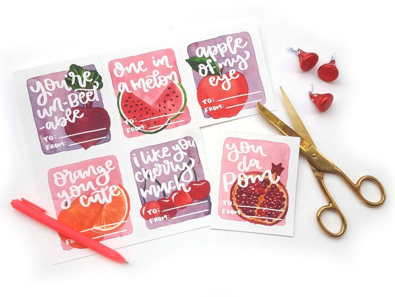 Download Valentine's Day Fruit Puns Set of 12 Instant Etsy