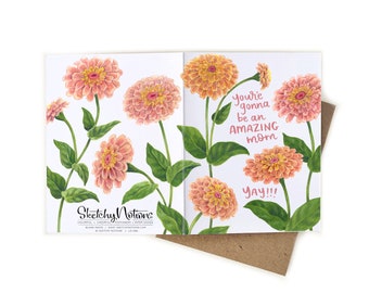 Pregnancy Announcement Card You’re Going to Be an Amazing Mom, Mom-to-Be Card, Expecting Mom Gift, Baby Announcement for Partner, Zinnia