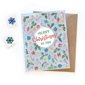 Joyeux Noël à toi Carte Aquarelle | Lettrage à la main Petite carte de vœux de Noël | Aquarelle Italie Carte de Noël