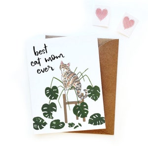 Miglior cat mom ever card / Carta illustrata originale ad acquerello Carta per la festa della mamma dall'animale domestico