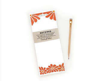 Funky Coral Flowers Notepad | Pretty Desk Notepad Teacher Back to School Gift