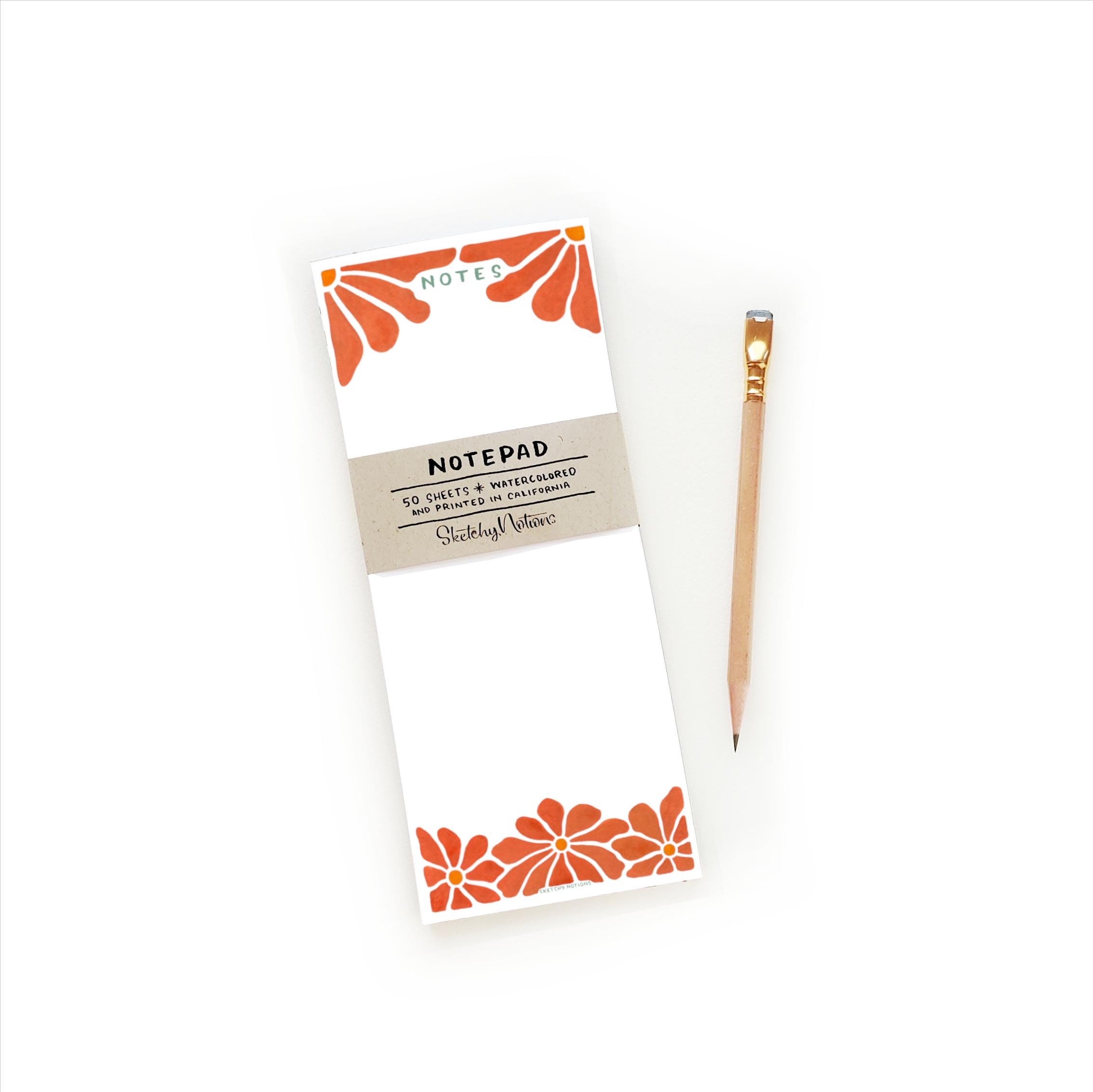 Funky Coral Flowers Notepad | Pretty Desk Notepad Teacher Back to ...