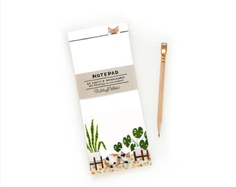 Sneaky Cats + Plants Terrazzo Notepad | Watercolor Illustration Cat Lady Gift