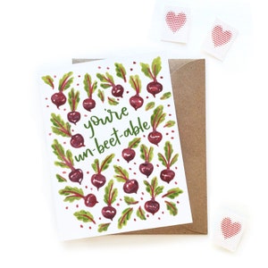 You're Un-Beet-Able Punny Valentinstagskarte | Original Aquarell Pinsel Schriftzug Kalligraphie | Beet Aquarell Karte | Dwight Schrute Valentine