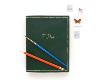 Custom Traveling Sketchbook with Cover Embroidery | One-of-a-kind, Handbound, Mixed Paper Traveling Sketchbook