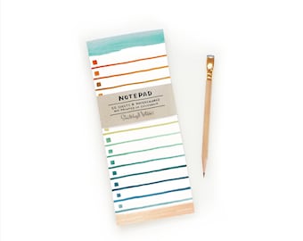 Watercolor Rainbow Checklist Notepad | Original Watercolor To-Do List Grocery List Notepad