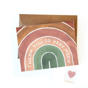 Muchas gracias Watercolor Rainbow Card / Illustrated Rainbow with Handlettering Greeting Card