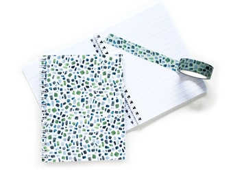 Minty Terrazzo Lined Pocket Notebook | Watercolor Illustrated Lined Journal 50 Sheets