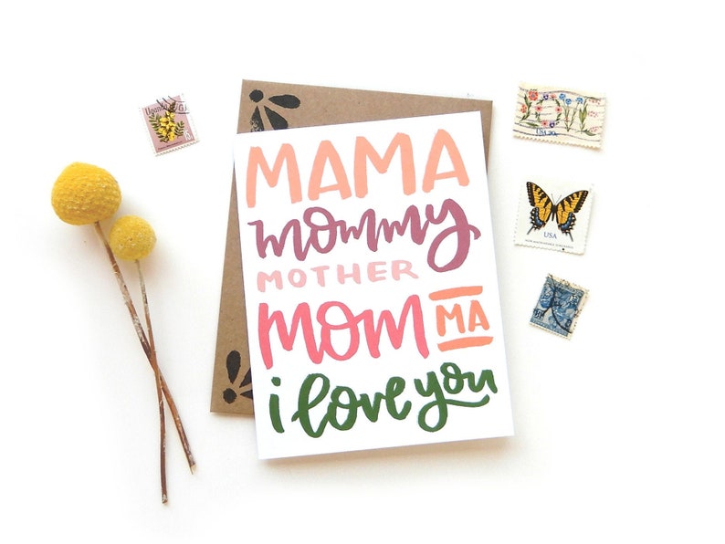 Mother's Day Mama Card  Original Calligraphy Brush image 1