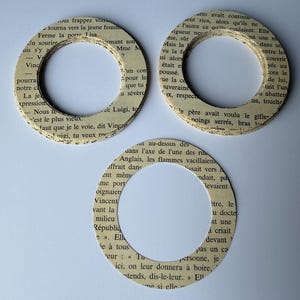 50 Vintage papieren ringen van boekpagina's, gestanste papieren cirkels, benodigdheden voor junk journals, scrapbookversieringen, antieke papieren efemera, in het Frans