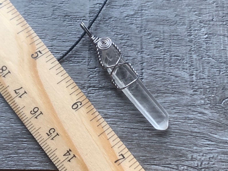Clear Quartz Point Titanium Plated Pendant #245