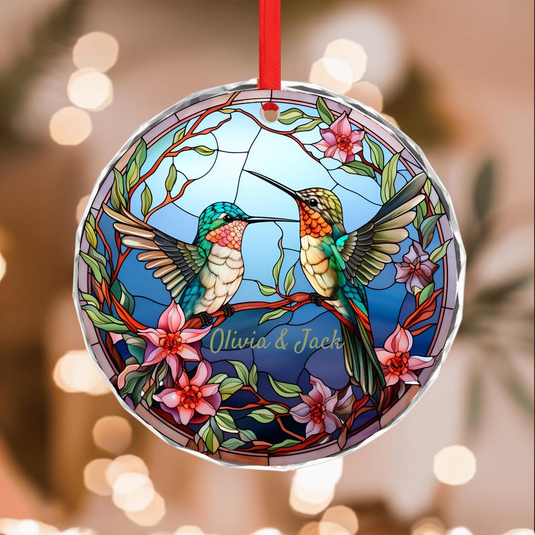 Custom Stained Glass Christmas Ornaments | Winter Holiday Ornament Set ...