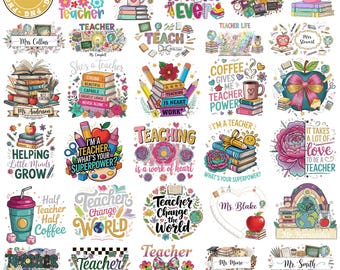 Teacher Appreciation Png Bundle, Boho Teacher Png, Coquette Png, Custom Name Png, Custom Teacher Png, Back To School Png, Digital Download