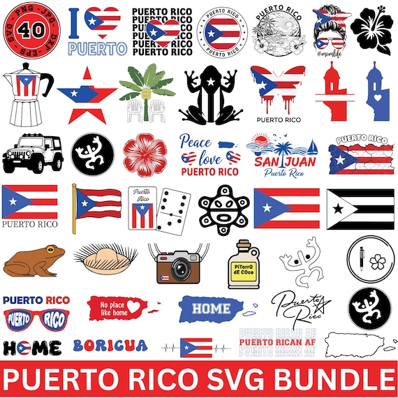 Puerto Rico Svg Bundle, Boricua Svg, Coqui Svg, Puerto Rico Frog, Taino Svg, Puerto Rico Png, Latina Svg, Garita Svg, Puerto Flag Svg