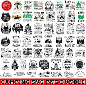 Camping Svg Bundle, Campfire Svg, Happy Camper, Camper Svg, Sayings, Camp Life Svg, Camping cut Files, Svg File For Cricut, Digital Download