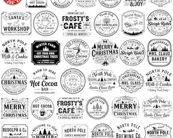 Bauernhaus Weihnachten SVG PNG Bundle, Verschiedenes Bauernhaus, Bauernhof Frisch Aufhänger SVG, Vintage Weihnachtsschild, Altmodische Weihnachten, Klassisches Weihnachten