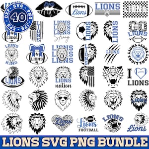 Lions SVG, 40 Lions SVG Bundle, Lions Cutfile, Lions Svg Cricut, Lions School Mascot, Lions Silhouette, PNG, Lions Svg For Gift, Birthday