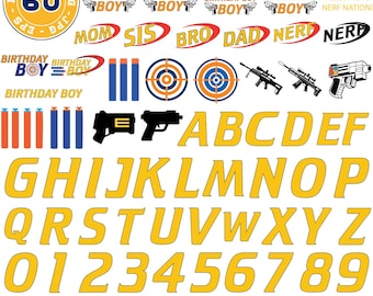 Nerf SVGバンドル、Nerfクリップアート、誕生日SVG、高品質Nerf PNG、インスタントダウンNerfガンSVG、カットファイル、Cricut用SVG、シャツデザイン、nload