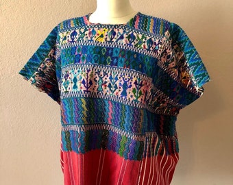 Collectors Guatemala handwoven huipil Santa Catarina Palopo Vintage tunic blouse 31 1/2"wide x 25"Long O/S