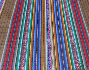 Ecuador fabric 52" wide acrylic suiting weight striped plaid brown ethnic southwestern Andean Mexican tablecloth home decor 3+ yard cut