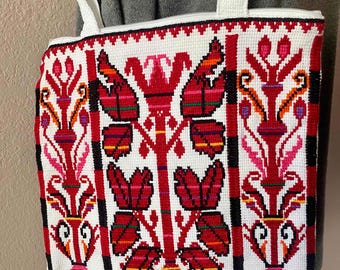 Shoulder Bag - hand-embroidered small shoulder Bag - Oaxaca La Chinantla - 'Tree of Life"- 10" x 10 3/4"