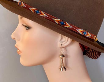 Native made - Diné silver dangle squash blossom earrings - NewMexico Southwest style - drop 2"  Free gift box + shipping