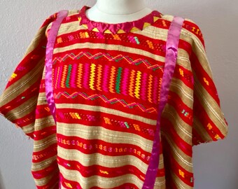 Collectors Oaxacan handwoven Trique Huipil - RARE - traditional  over garment 34"wide x 45"long