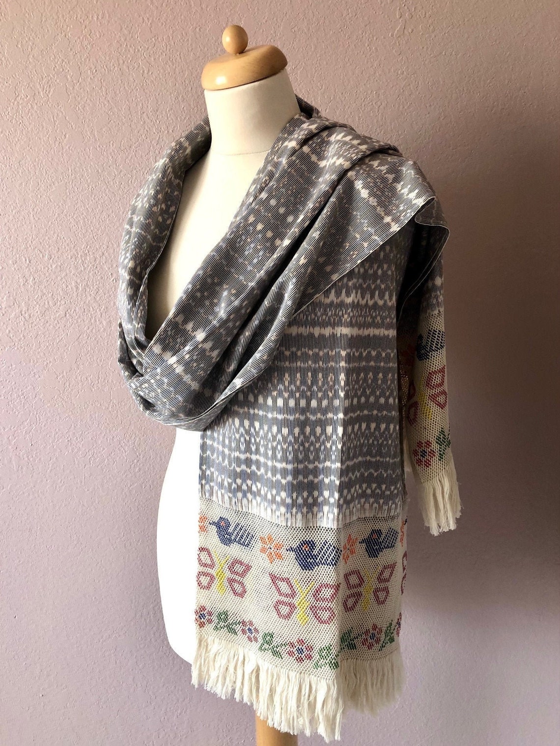 Collectors Classic Mexican Rebozo shawl handwoven ikat | Etsy