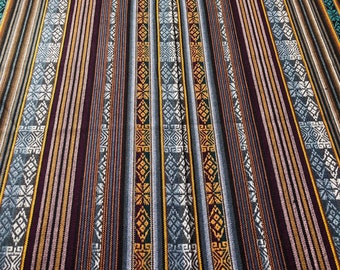 Andean/Ecuador yardage Fabric wide 56" Tablecloth ethnic Southwestern browns beige gold - acrylic Andean patterns stripe - washable 2yd cut