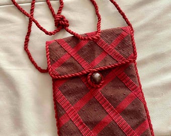 Ethnic phone pouch/cross body - Guatemalan tapestry - 5 1/2" x 6" + neck straps