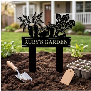 Personalized Vegetable Garden Stake Custom Metal Sign For Backyard Patch And Herb Garden Marker In Rustic Farmhouse Style