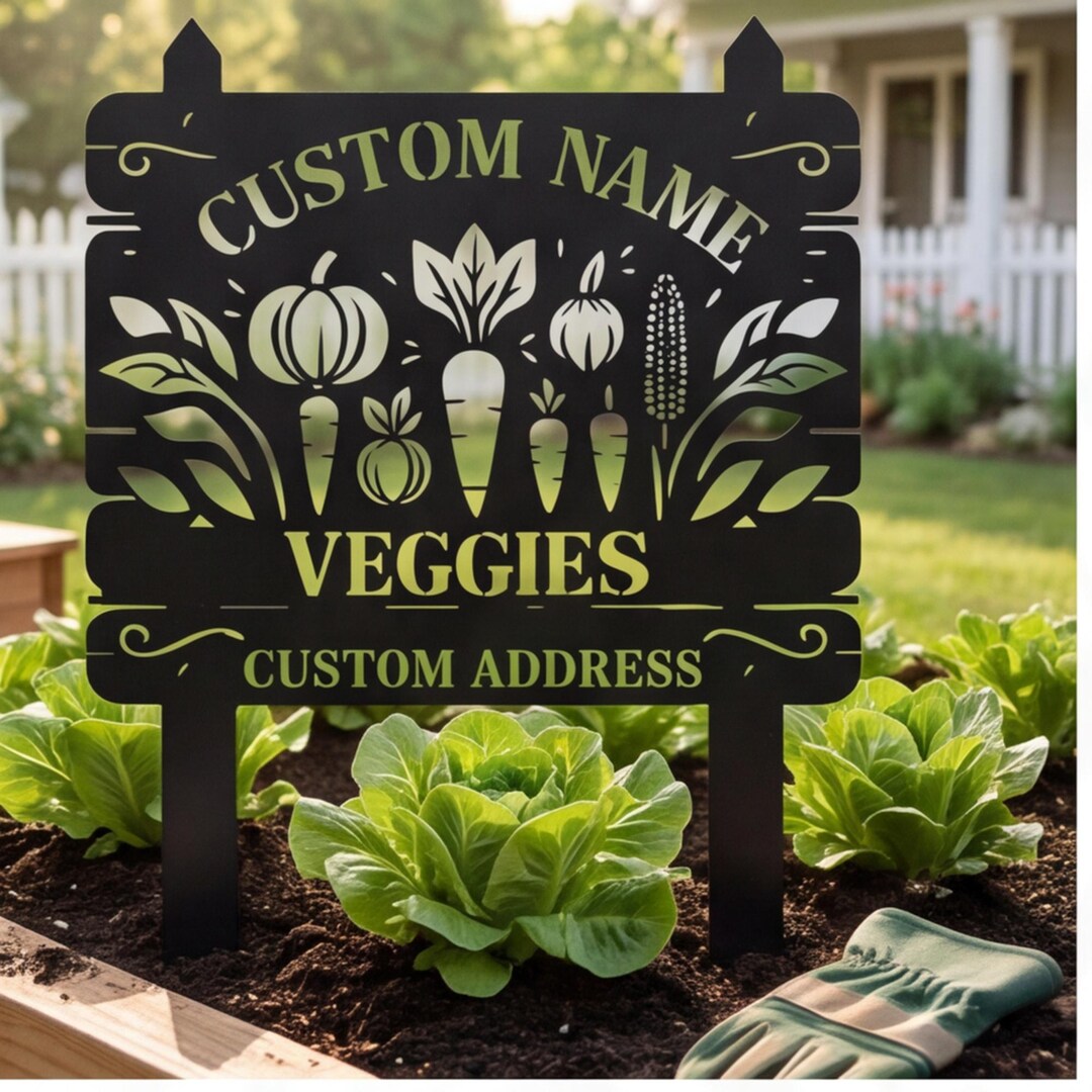 Vegetable Sign Personalized Vegetable Garden Sign, Custom Name Metal Yard Marker ...