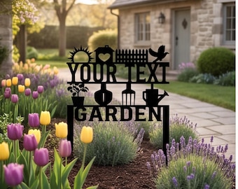 Estaca de metal personalizada para jardín con nombre, letrero de mariposa personalizado para jardín, placa decorativa floral para parterre, regalo de decoración para exteriores
