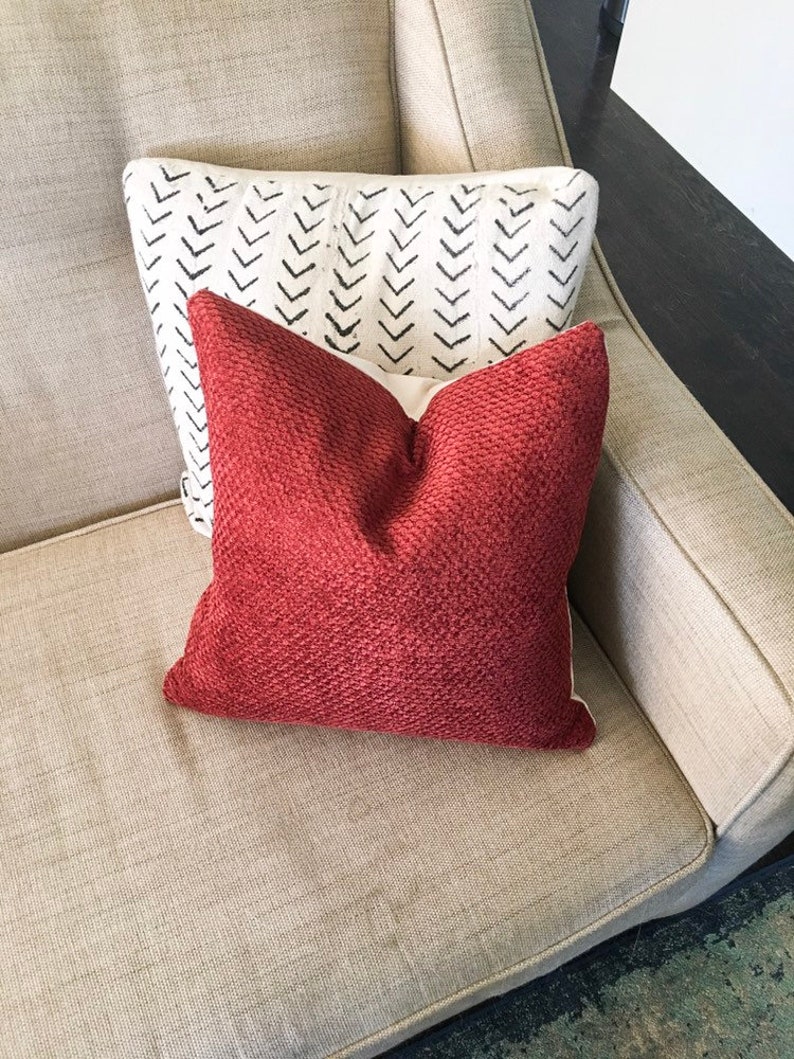 Rust red fabric Canvas Pillowcase 16x16