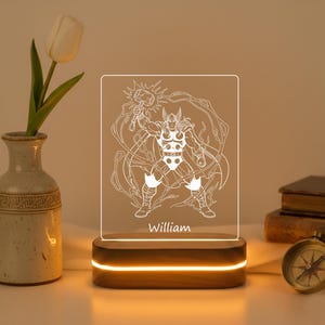 Personalized Thunder Hero 3D Night Light, Custom Name Lightning Hammer Lamp, Norse Warrior Decor, Kids Nursery Gift
