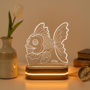 Personalized Cute Fish 3D Night Light, Custom Name Little Guppy Lamp, Playful Sea Friend Decor, Kids Nursery Gift