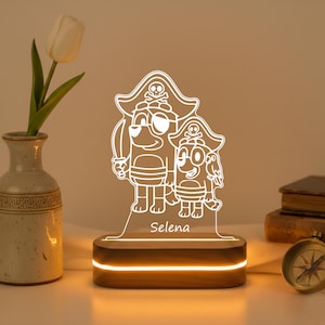 Personalized Blue Heeler 3D Night Light, Custom Name Australian Cattle Dog Lamp, Playful Puppy Nursery Decor