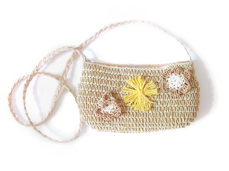 Beige Straw Crossbody Bag image 3