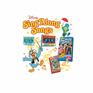 Retro Disney Jiminy Cricket and Professor Owl Sing Along Songs PNG, Disneyland Fun Its A Small World Cassette Tape, WDW Family Trip Outfit