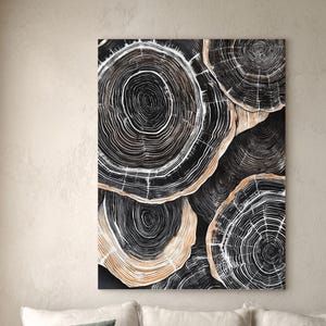 Rustic Tree Ring Canvas Art: Farmhouse Wood Grain Wall Decor