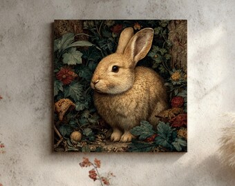 Dürer Style Rabbit Canvas – Vintage Woodland Animal Painting, Framed Print