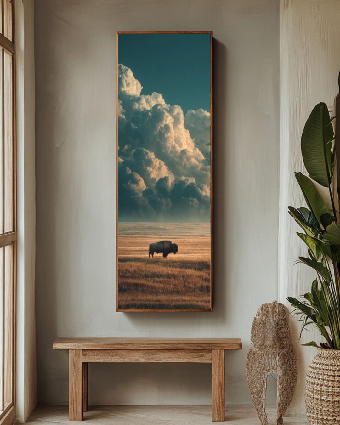 Bison Canvas Wall Art – Western Landscape Painting, Rustic Farmhouse ...