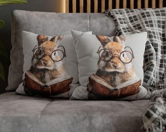 Kaninchen-Lesebuch-Wurfkissen - wunderliches Bauernhausdekor